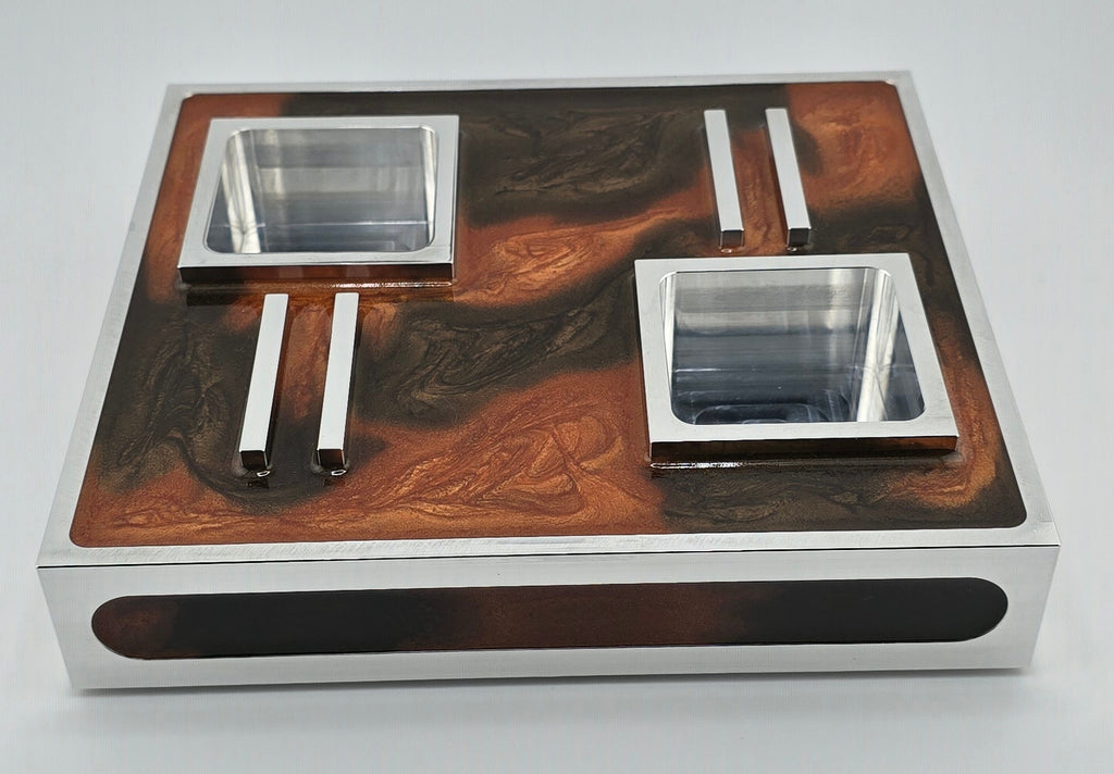 Luxus Zigarren-Aschenbecher aus Aluminium & Epoxidharz in Havana Bronze / Bronze Brown