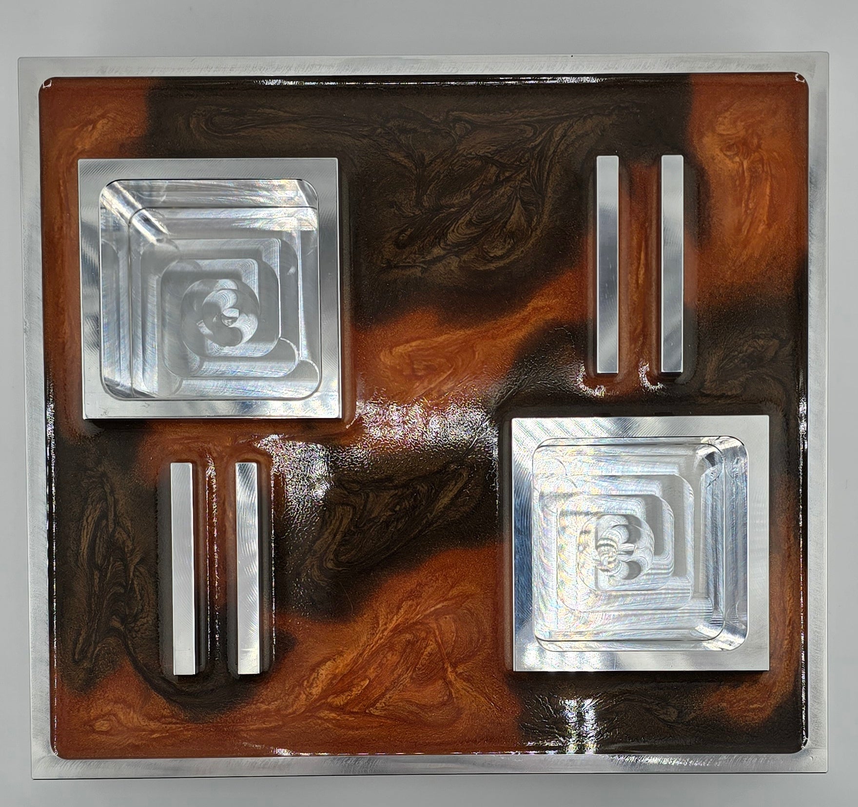 Luxus Zigarren-Aschenbecher aus Aluminium & Epoxidharz in Havana Bronze / Bronze Brown