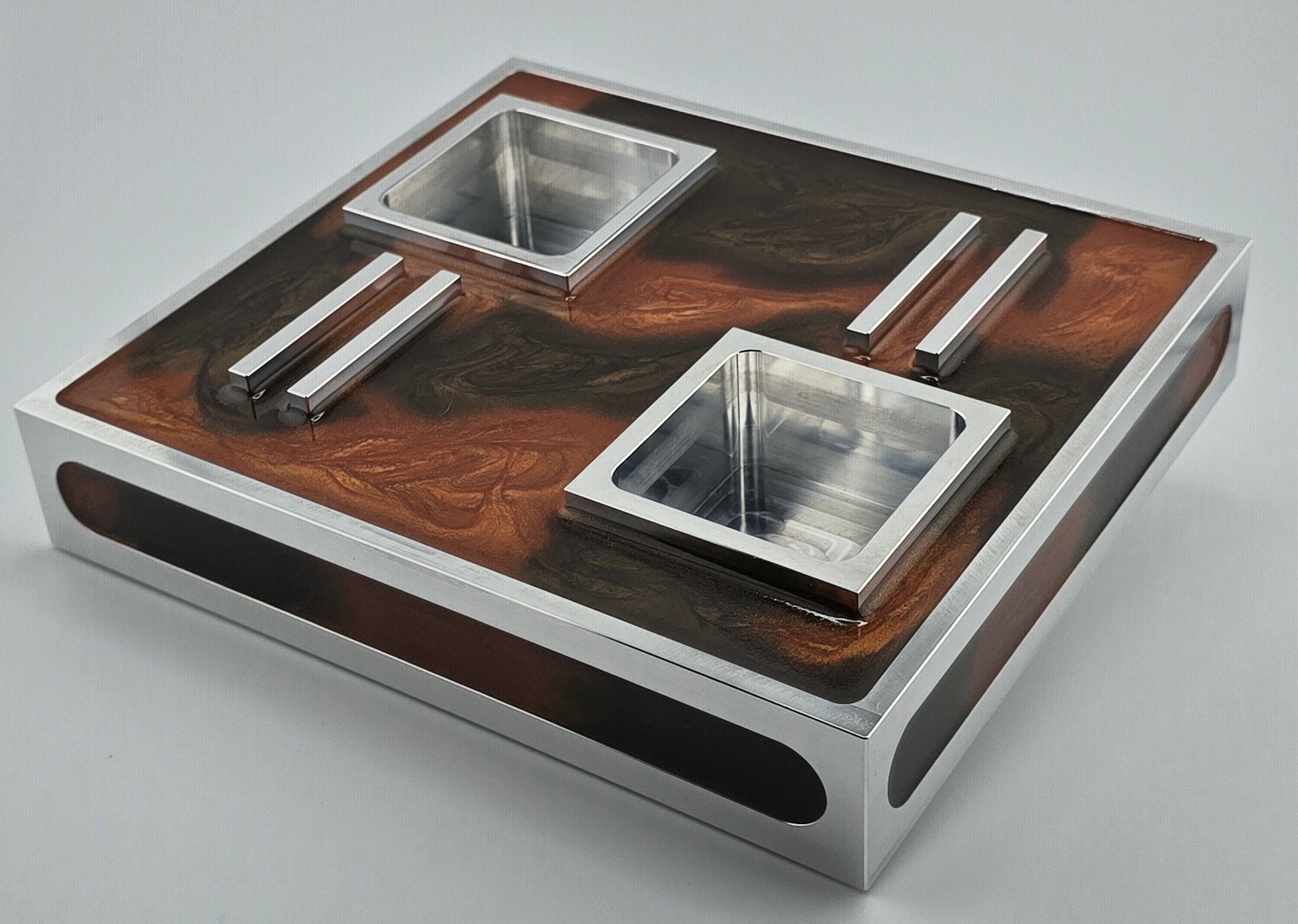 Luxus Zigarren-Aschenbecher aus Aluminium & Epoxidharz in Havana Bronze / Bronze Brown