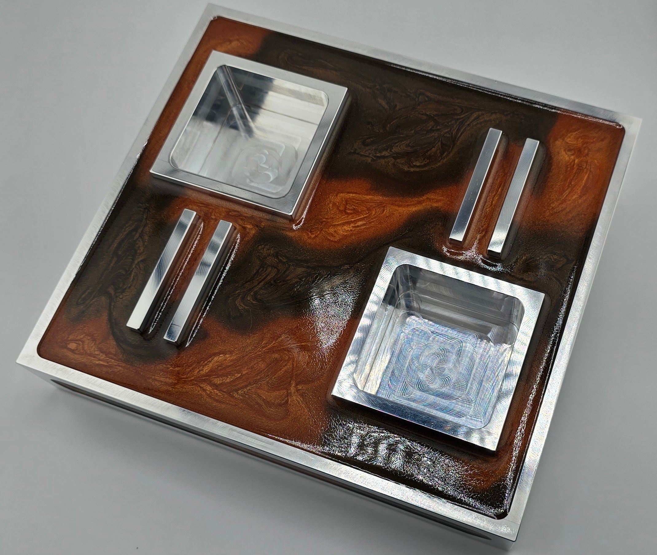 Luxus Zigarren-Aschenbecher aus Aluminium & Epoxidharz in Havana Bronze / Bronze Brown