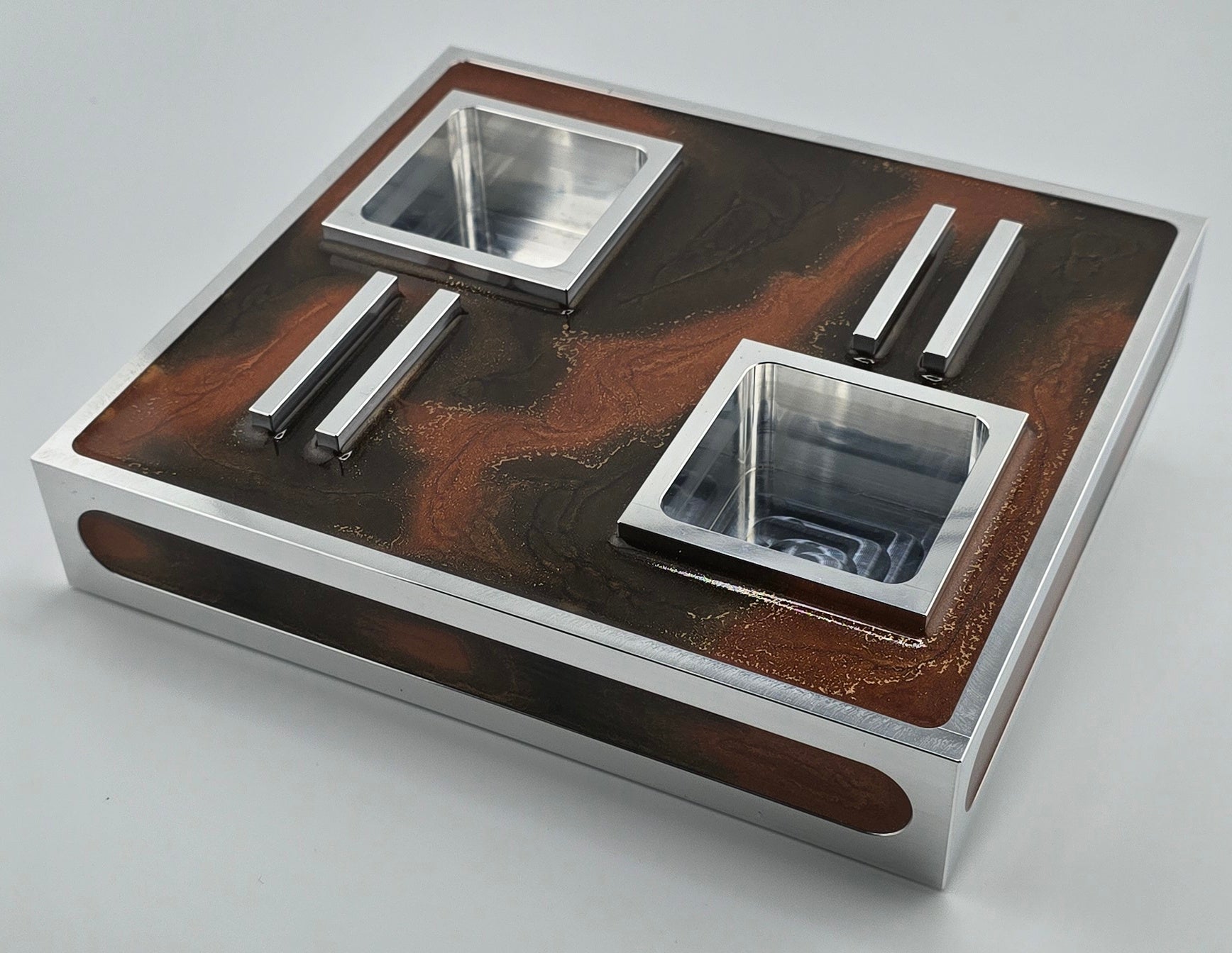 Luxus Zigarren-Aschenbecher aus Aluminium & Epoxidharz in Havana Bronze / Bronze Brown