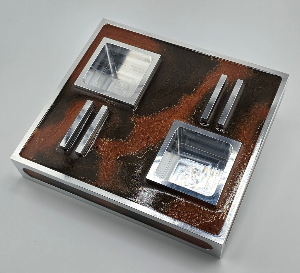 Luxus Zigarren-Aschenbecher aus Aluminium & Epoxidharz in Havana Bronze / Bronze Brown