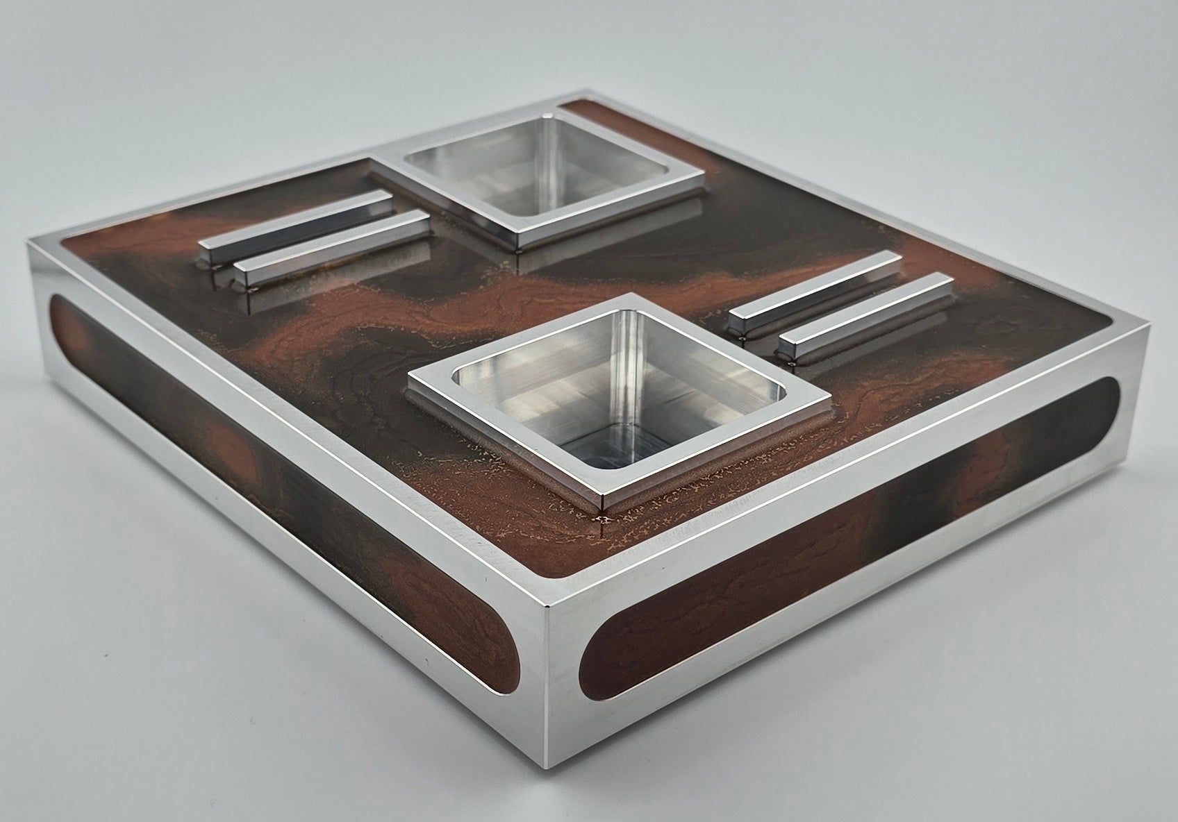 Luxus Zigarren-Aschenbecher aus Aluminium & Epoxidharz in Havana Bronze / Bronze Brown