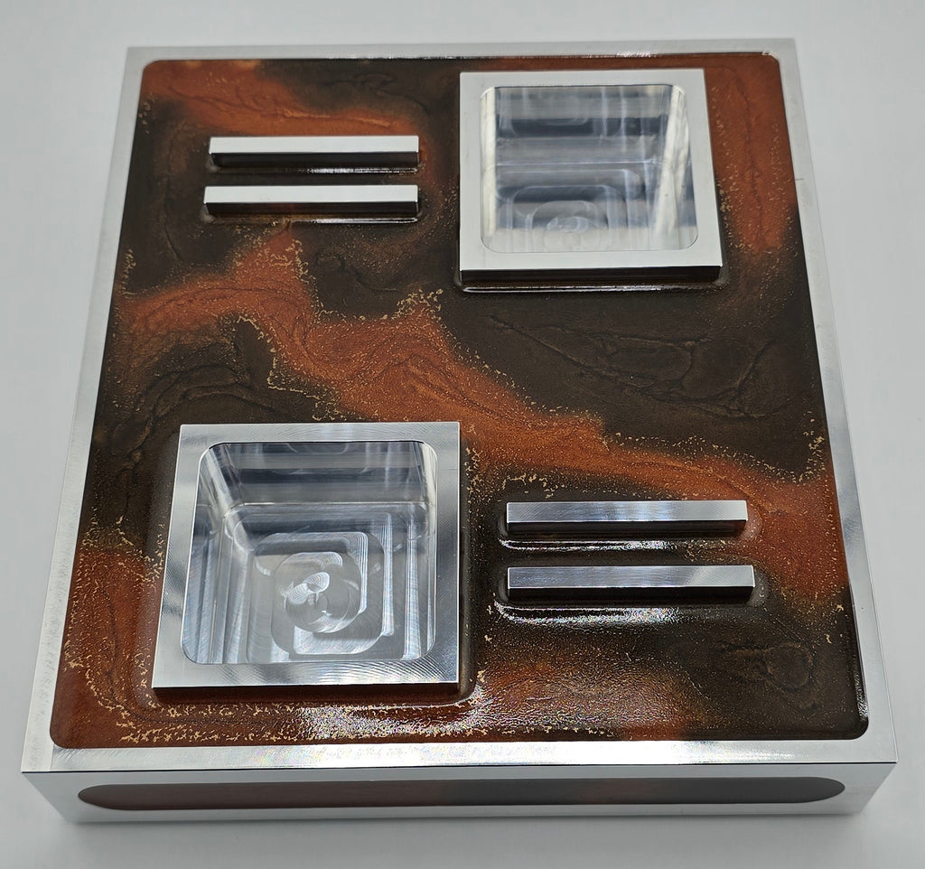 Luxus Zigarren-Aschenbecher aus Aluminium & Epoxidharz in Havana Bronze / Bronze Brown