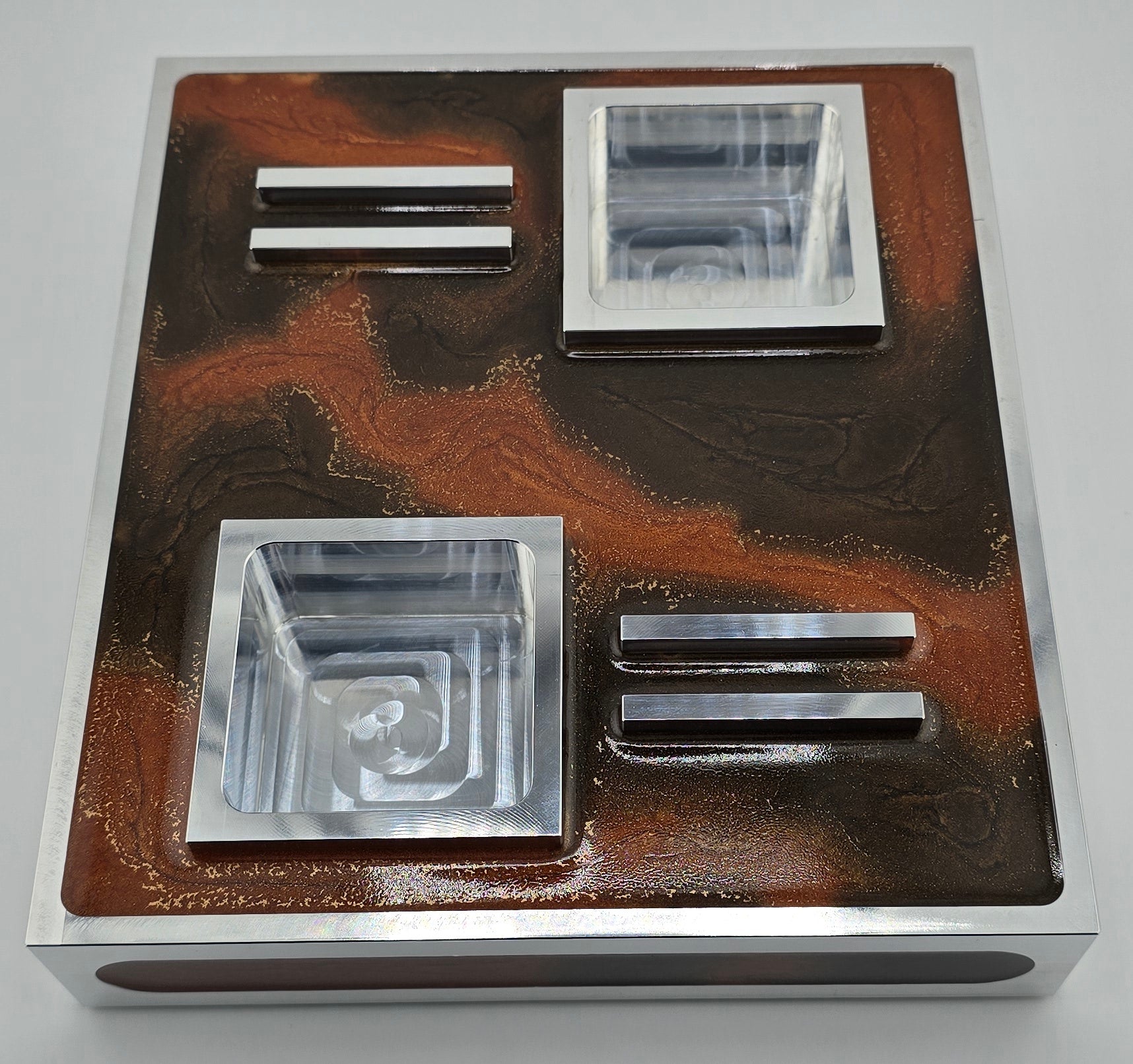 Luxus Zigarren-Aschenbecher aus Aluminium & Epoxidharz in Havana Bronze / Bronze Brown