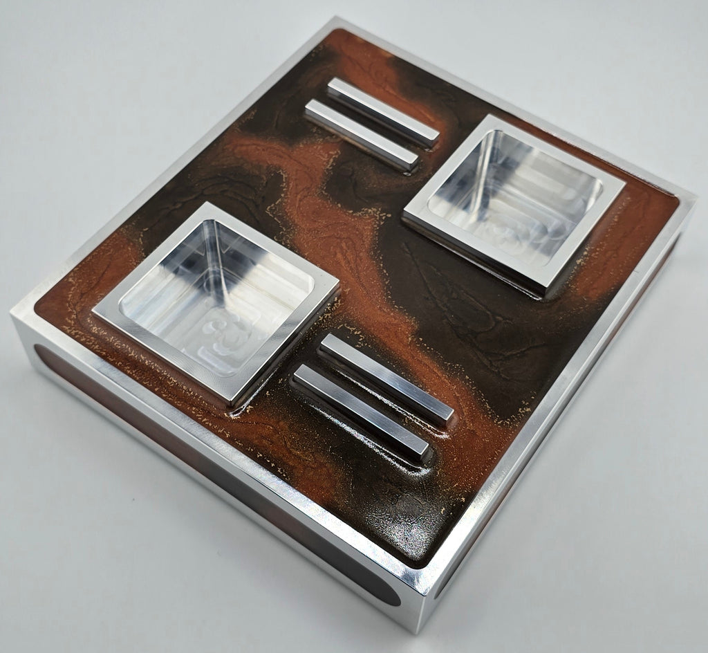 Luxus Zigarren-Aschenbecher aus Aluminium & Epoxidharz in Havana Bronze / Bronze Brown