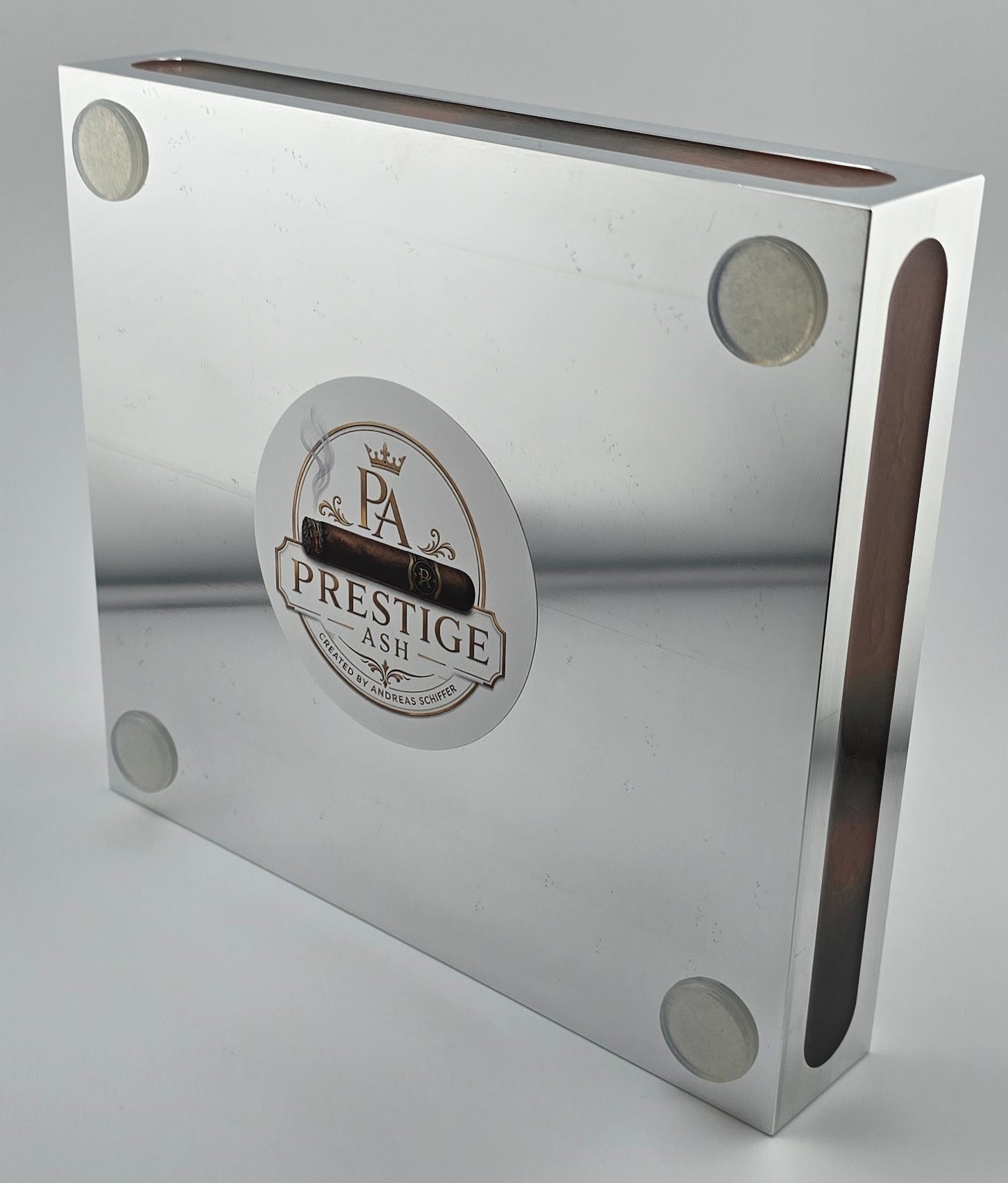 Luxus Zigarren-Aschenbecher aus Aluminium & Epoxidharz in Havana Bronze / Bronze Brown