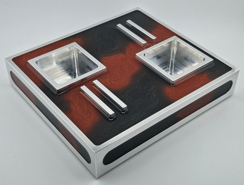 Luxus Zigarren-Aschenbecher aus Aluminium & Epoxidharz in Intense Anthracite / Bronze Red