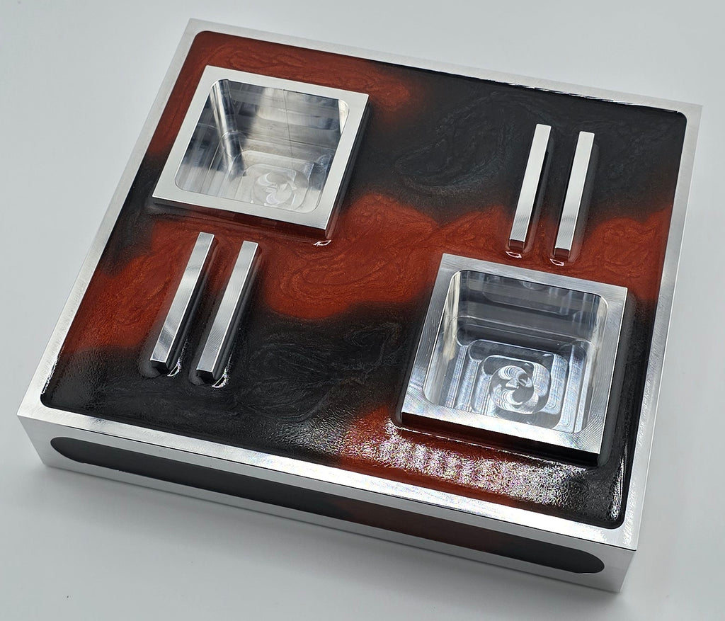Luxus Zigarren-Aschenbecher aus Aluminium & Epoxidharz in Intense Anthracite / Bronze Red