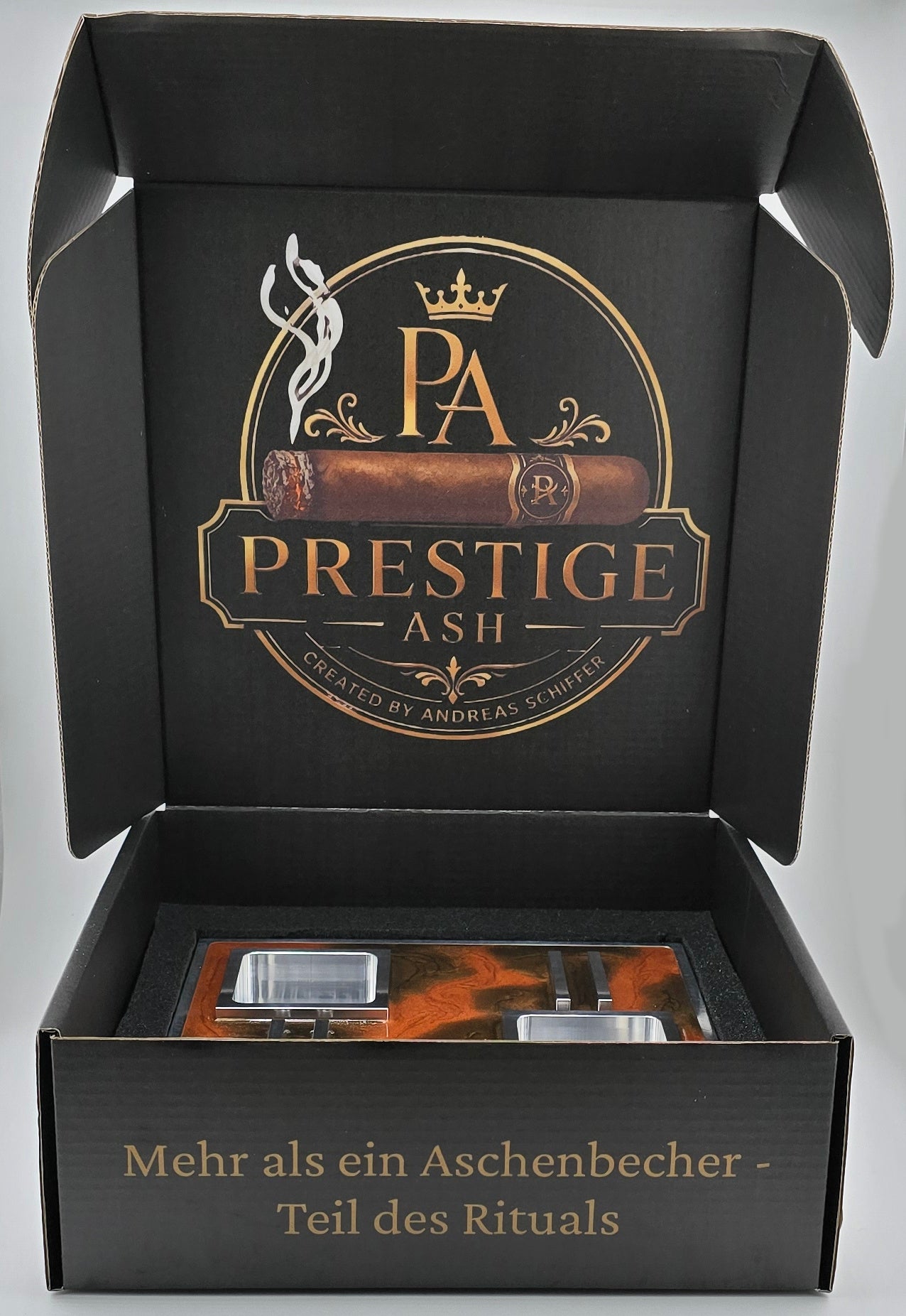 Luxus Zigarren-Aschenbecher aus Aluminium & Epoxidharz in Havana Bronze / Bronze Brown