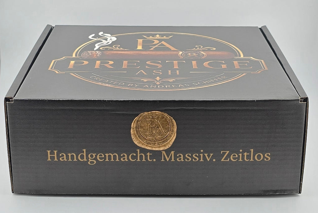 Luxus Zigarren-Aschenbecher aus Aluminium & Epoxidharz in Intense Anthracite / Bronze Red