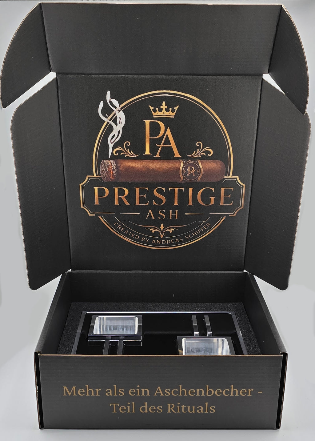 Luxus Zigarren-Aschenbecher aus Aluminium & Epoxidharz in Deep Black