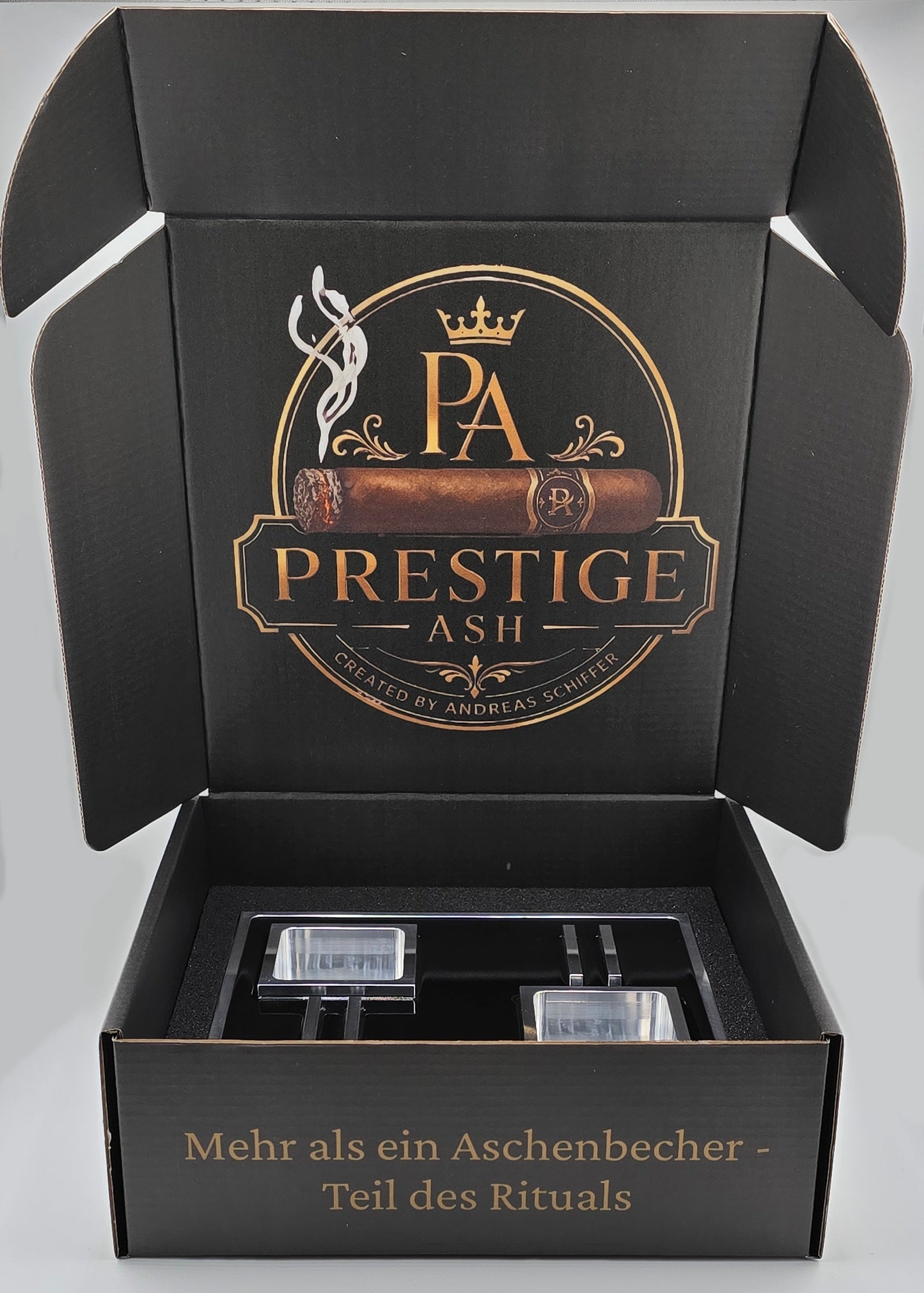 Luxus Zigarren-Aschenbecher aus Aluminium & Epoxidharz in Deep Black
