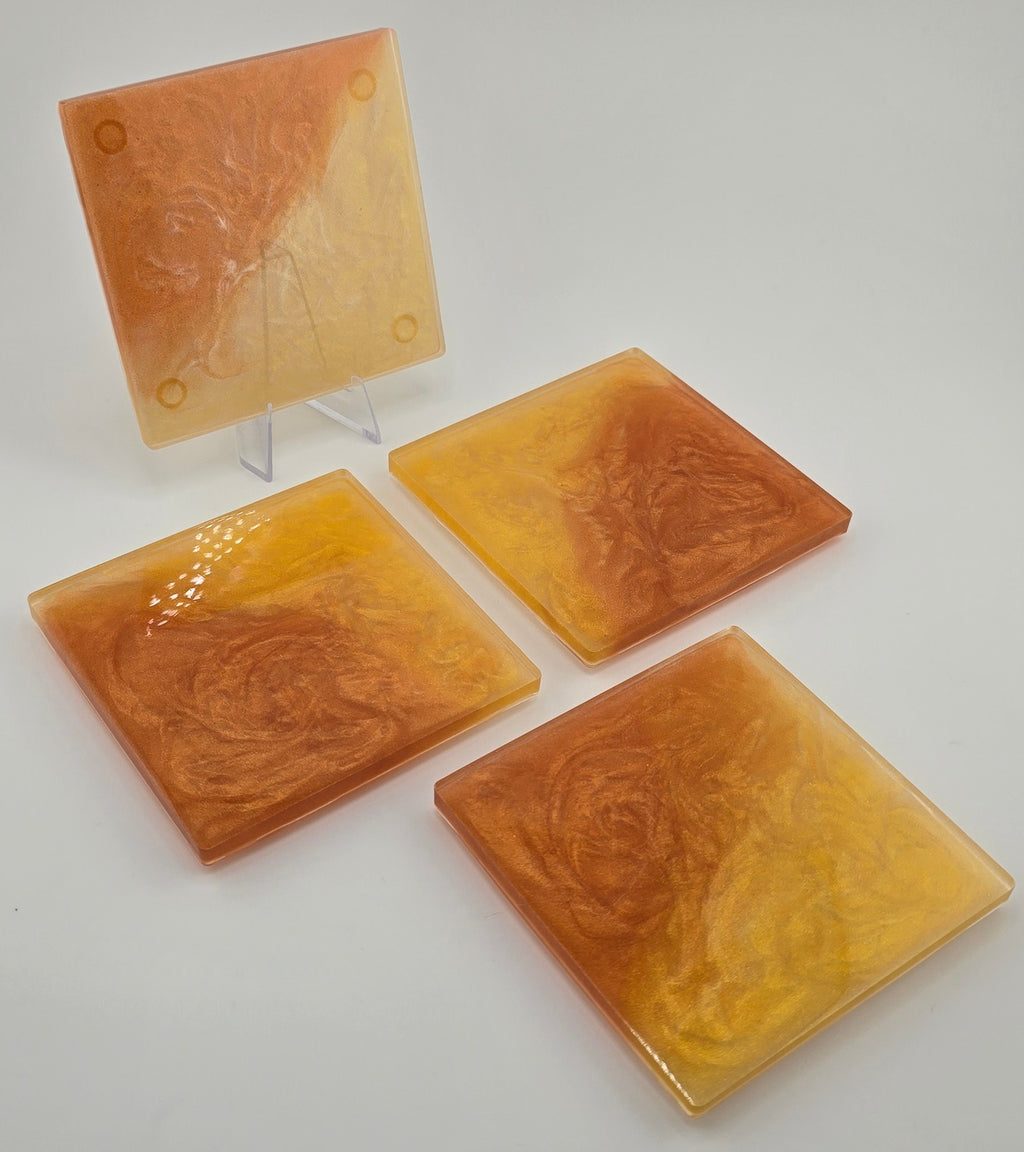 4 Untersetzer – Epoxidharz & Metallicpigmenten