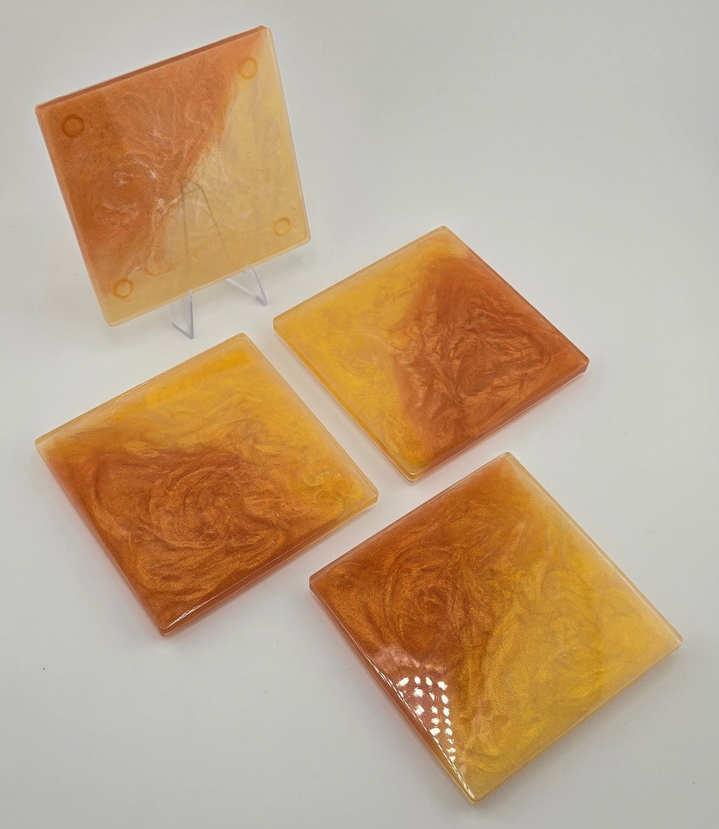 4 Untersetzer – Epoxidharz & Metallicpigmenten