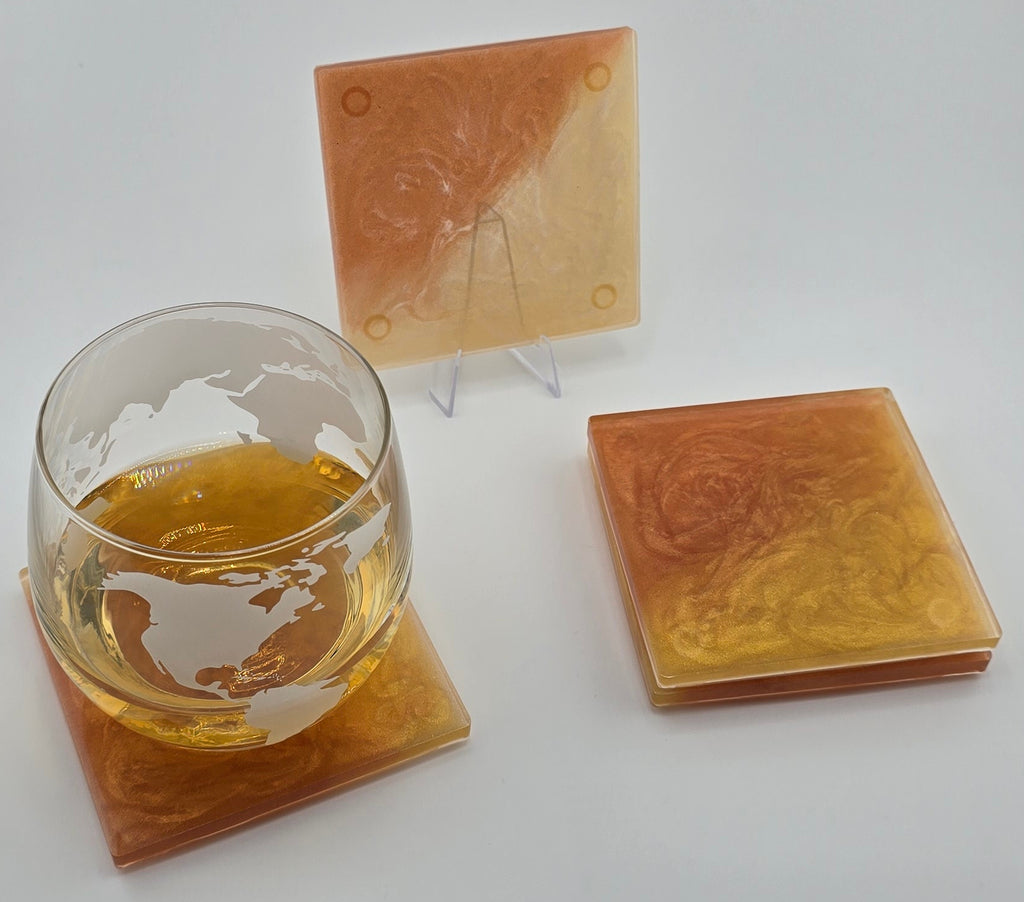4 Untersetzer – Epoxidharz & Metallicpigmenten