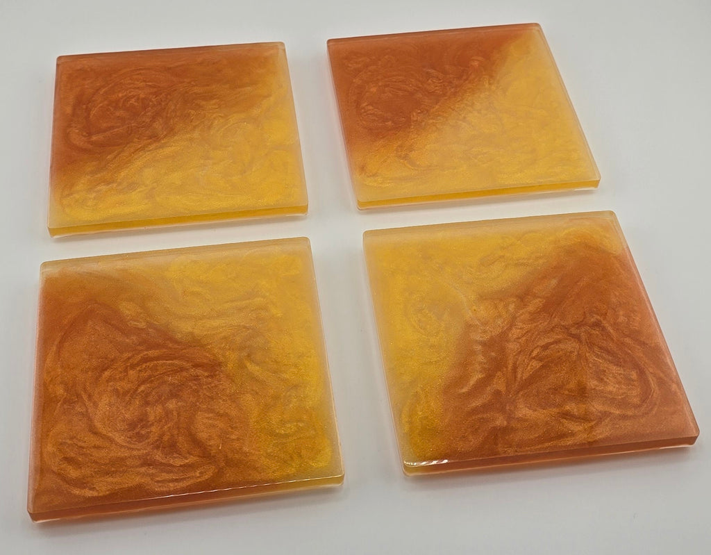 4 Untersetzer – Epoxidharz & Metallicpigmenten