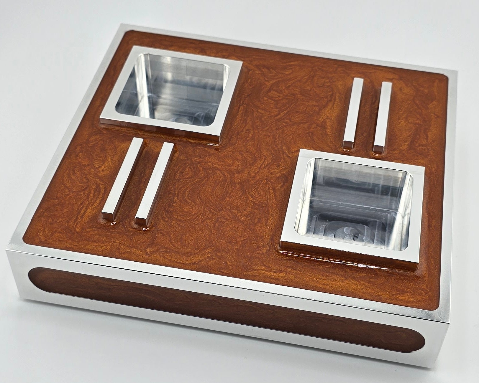 Luxus Zigarren-Aschenbecher aus Aluminium & Epoxidharz in Flame Copper