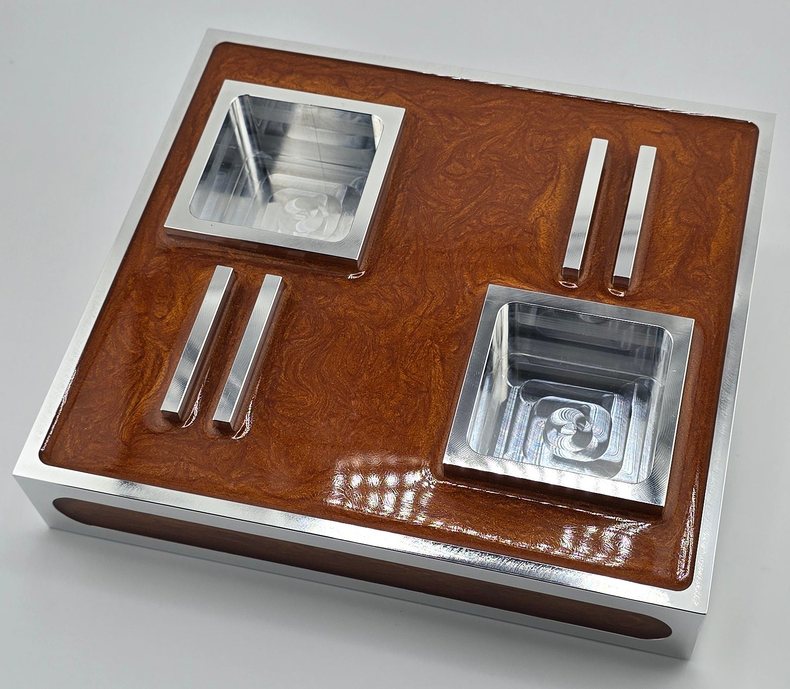 Luxus Zigarren-Aschenbecher aus Aluminium & Epoxidharz in Flame Copper