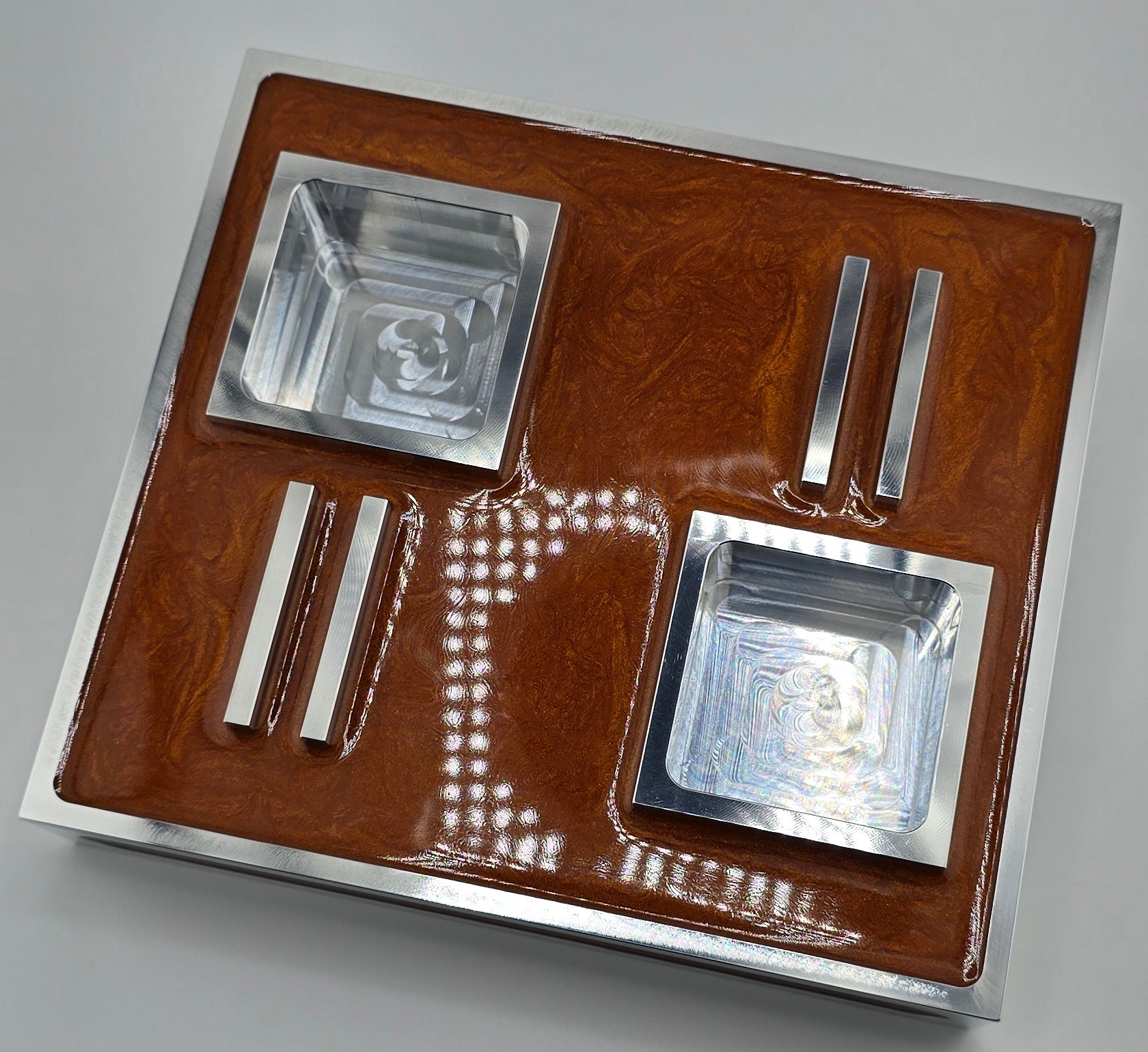 Luxus Zigarren-Aschenbecher aus Aluminium & Epoxidharz in Flame Copper