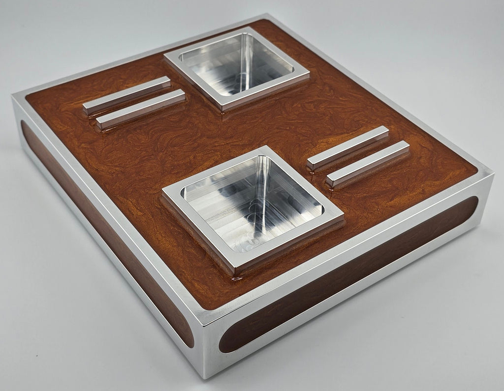 Luxus Zigarren-Aschenbecher aus Aluminium & Epoxidharz in Flame Copper